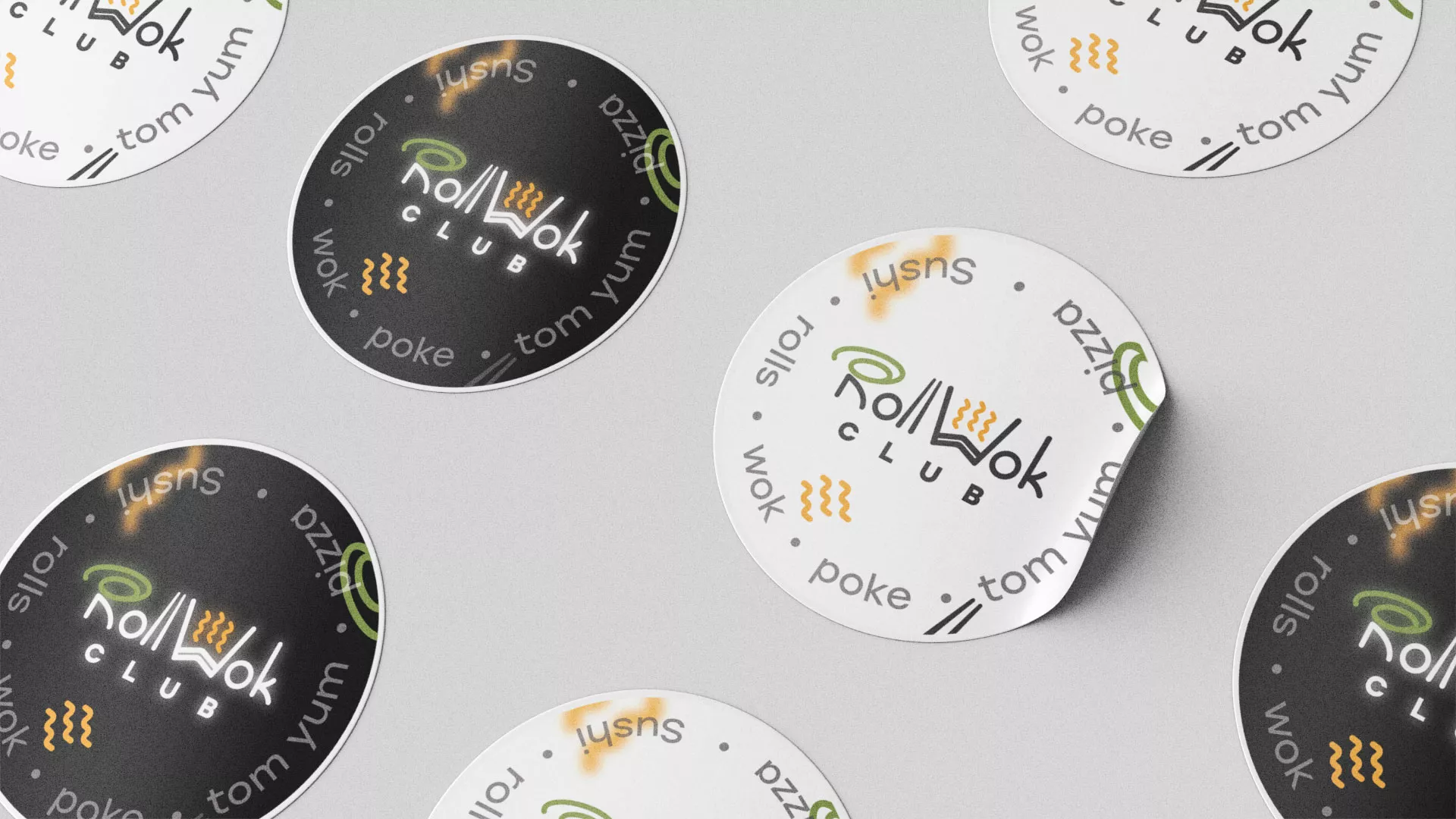 Разработка наклеек для суши-бара «Roll Wok Club» в Суоярви