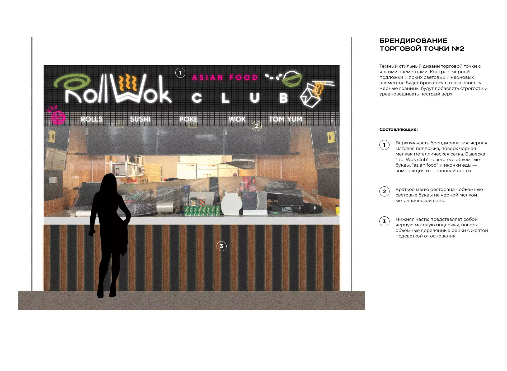 Брендирование торговых точек суши-бара «Roll Wok Club» в Суоярви