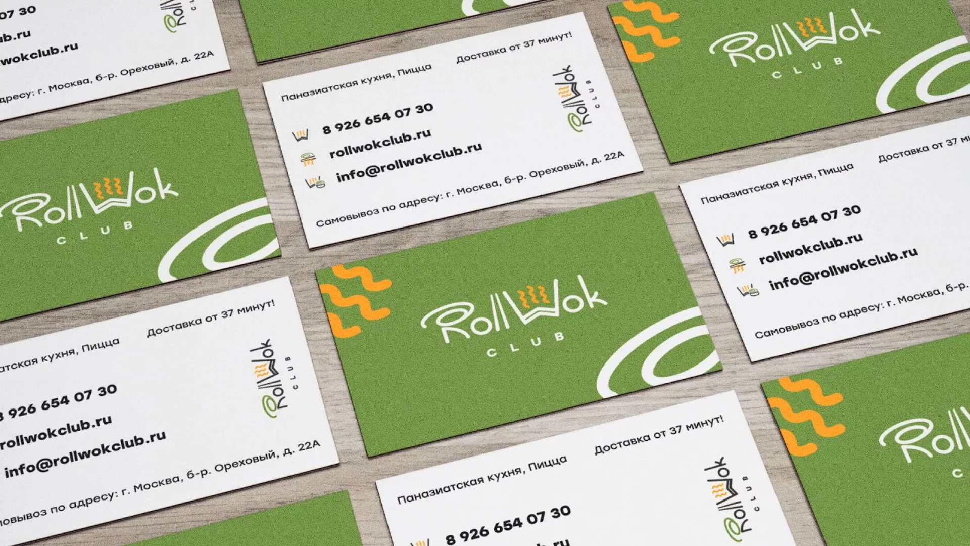 Разработка дизайна визиток суши-бара «Roll Wok Club» в Суоярви